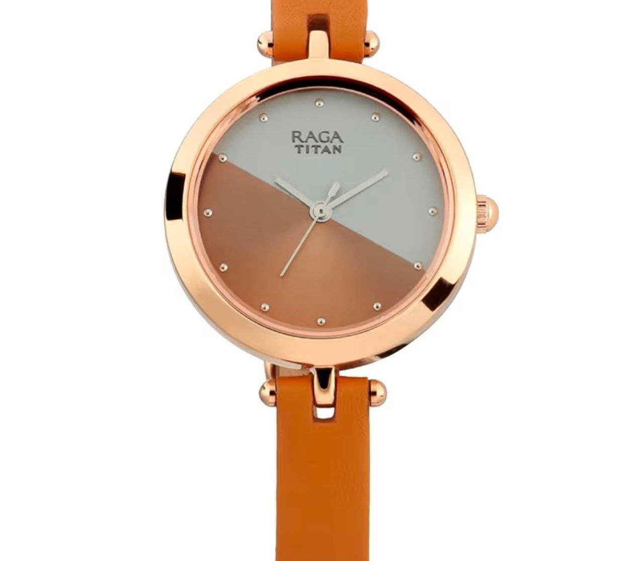 Titan Raga Viva Rose Gold Dial Women Watch with Leather Strap