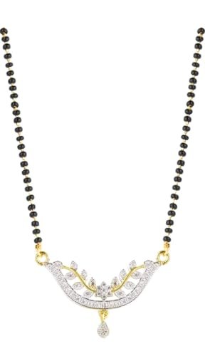 Diamond Mangalsutra Set for Women, Gold Plated Necklace and Earrings