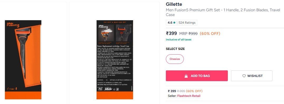 60% OFF Gillette Men - Fusion5 Gift Set