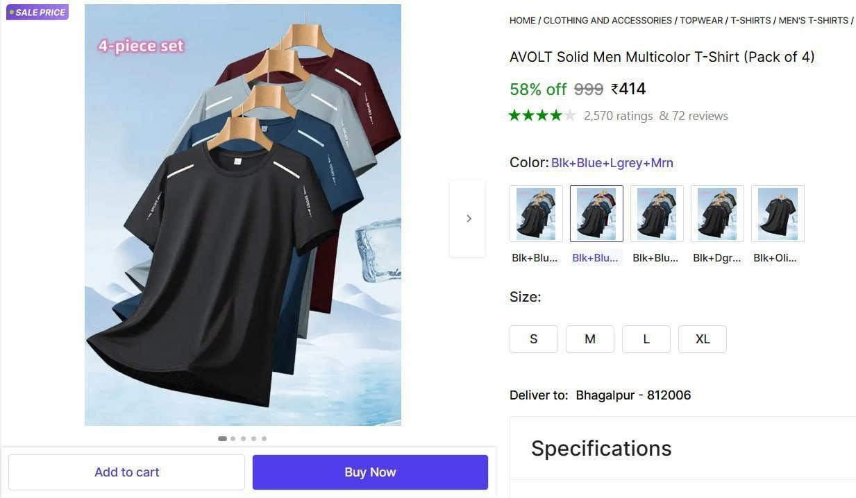 AVOLT Solid Men Multicolor T-Shirt Price in India - Buy AVOLT Solid Men Multicolor T-Shirt online at Shopsy.in