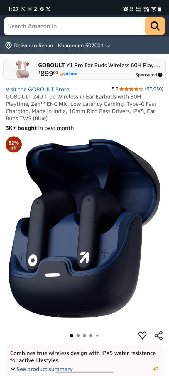 GOBOULT Z40 True Wireless in Ear Earbuds with 60H Playtime