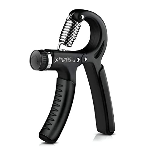 Fitness Mantra® Weight Adjustable Hight Quality Hand Gripper for Men & Women |Hand Grip|Finger Exerciser|Power Gripper|Hand Exerciser Equipment|Hand Strengtheners|Black| 10KG-60KG|,Polypropylene