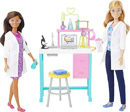 Barbie Science Lab Playset with 2 Dolls, Lab Bench and 10+ A