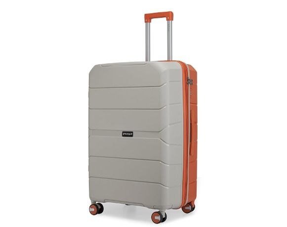 Provogue Cascade Hard-Sided PP 65 Cm Trolley Bags for Travel Medium Size | Expandable Luggage Suitcase with 8 Wheels | Combination Lock | 5 Year Warranty (Timberwolf Grey/Burnt Orange)