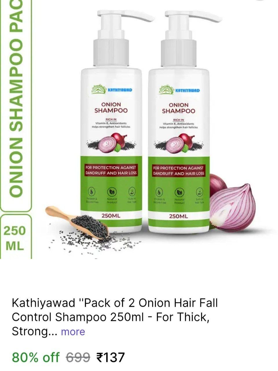 Kathiyawad ''Pack of 2 Onion Hair Fall Control Shampoo 250ml - For Thick, Strong Hair'' Price in India - Buy Kathiyawad ''Pack of 2 Onion Hair Fall Control Shampoo 250ml 