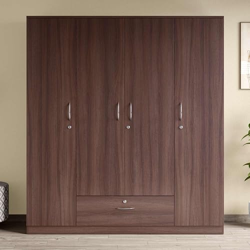 Amazon Brand - Solimo Medusa Engineered Wood Wardrobe walnut finish ,