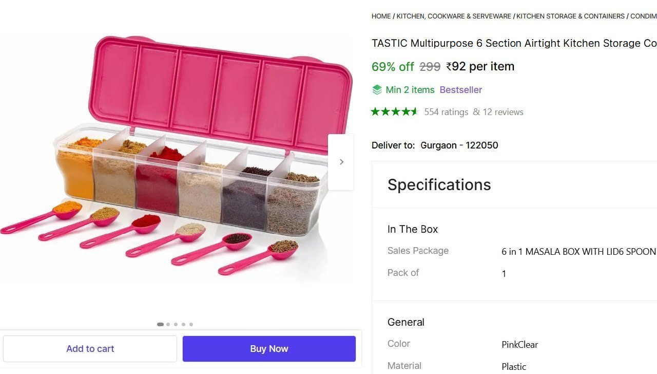 6 In 1 Masala Box With Spoon