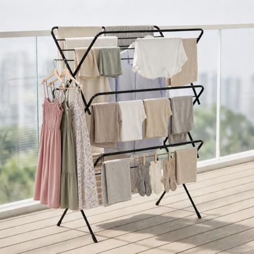Lifelong Foldable Alloy Steel Cloth Drying Stand for Balcony