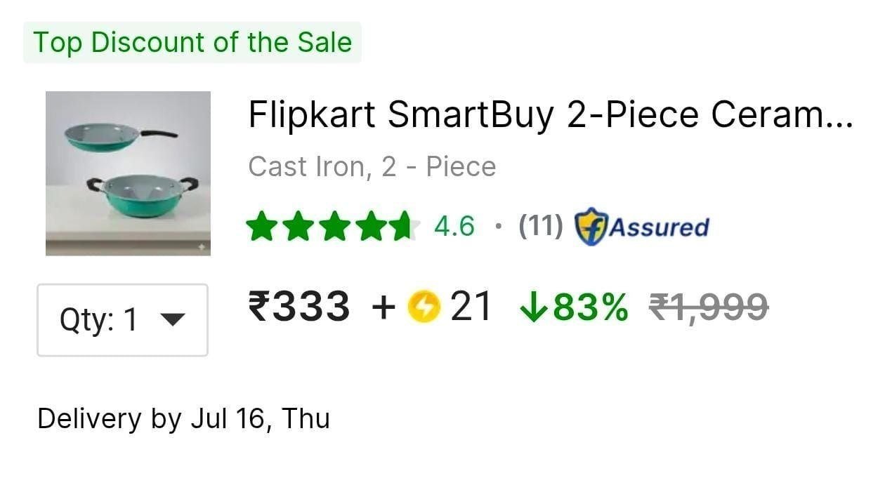Flipkart Smart Buy 2 - Piece Ceramic Coating Cookware Set