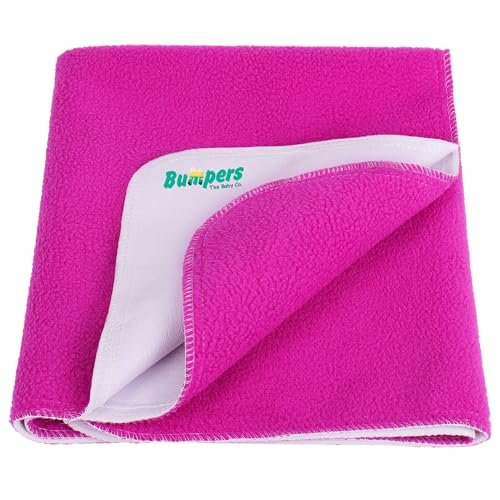 Bumpers The Baby Co. Waterproof Premium Quick Dry Sheet for Baby| Bed Pad Extra Absorbent Washable Matress Protector| Baby Bed Protector Sheet for Toddler Children (Rani Pink, Medium (100x70)