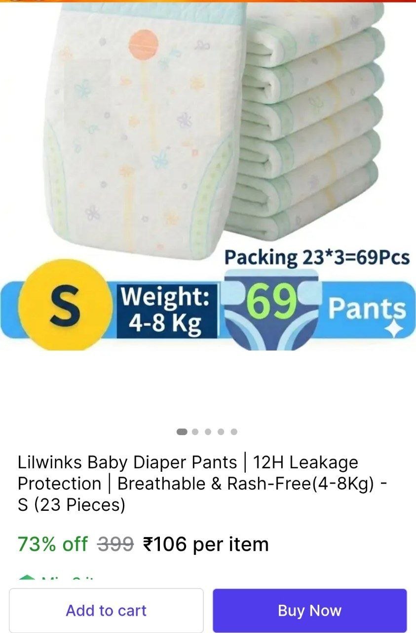 Lilwinks Baby Diaper Pants | 12H Leakage Protection | Breathable & Rash-Free(4-8Kg) - S Price in India - Buy Lilwinks Baby Diaper Pants | 12H Leakage Protection | Breathable & Rash-Free(4-8Kg)