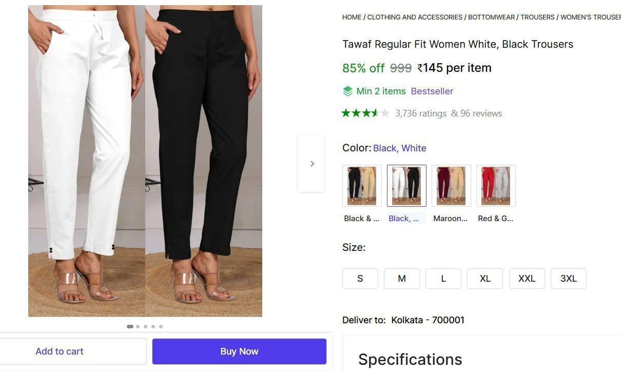 Regular Fit Women White, Black Trousers