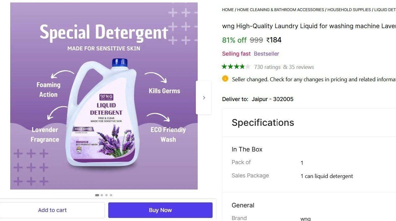 wng High-Quality Laundry Liquid for washing machine Lavender Liquid Detergent Price in India - Buy wng High-Quality Laundry Liquid for washing machine Lavender Liquid Detergent online at Shopsy.in