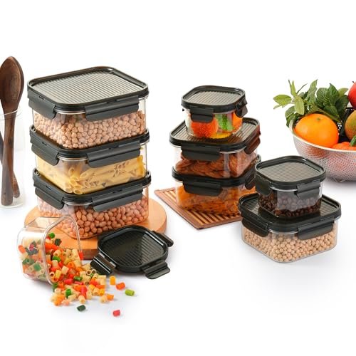 CELLO Modulock Pet Storage Container For Kitchen Set of 9 Pcs, Black