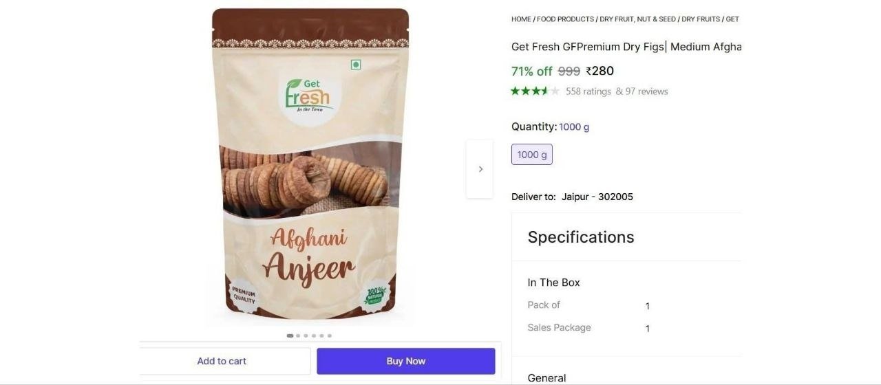 Get Fresh GFPremium Dry Figs| Medium Afghani Anjeer Figs (1000 g) Figs Price in India - Buy Get Fresh GFPremium Dry Figs| Medium Afghani Anjeer Figs (1000 g) Figs online at Shopsy.in