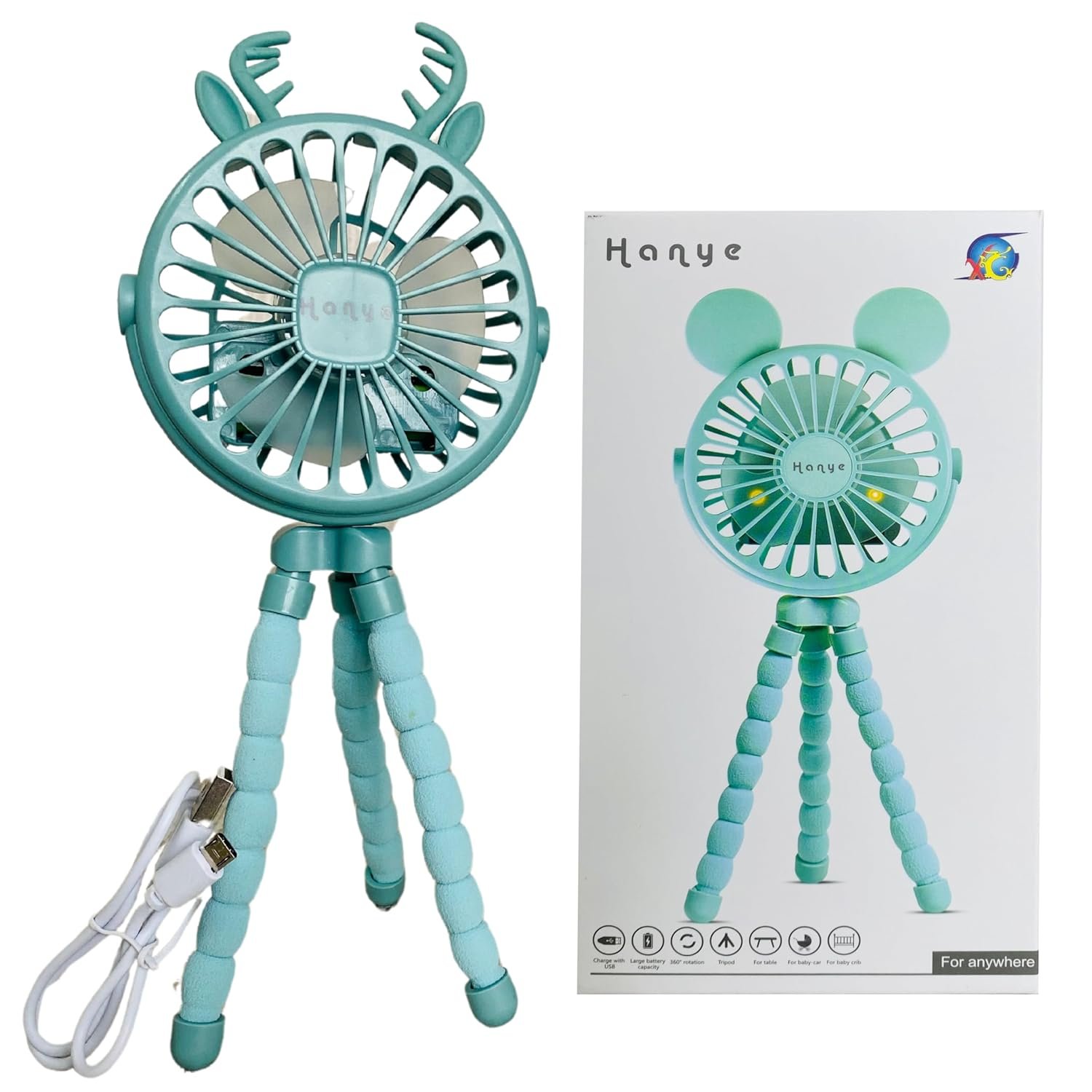 TINYBERG Handheld Portable USB Fan For Baby Strollers, Baby Crib, Bab