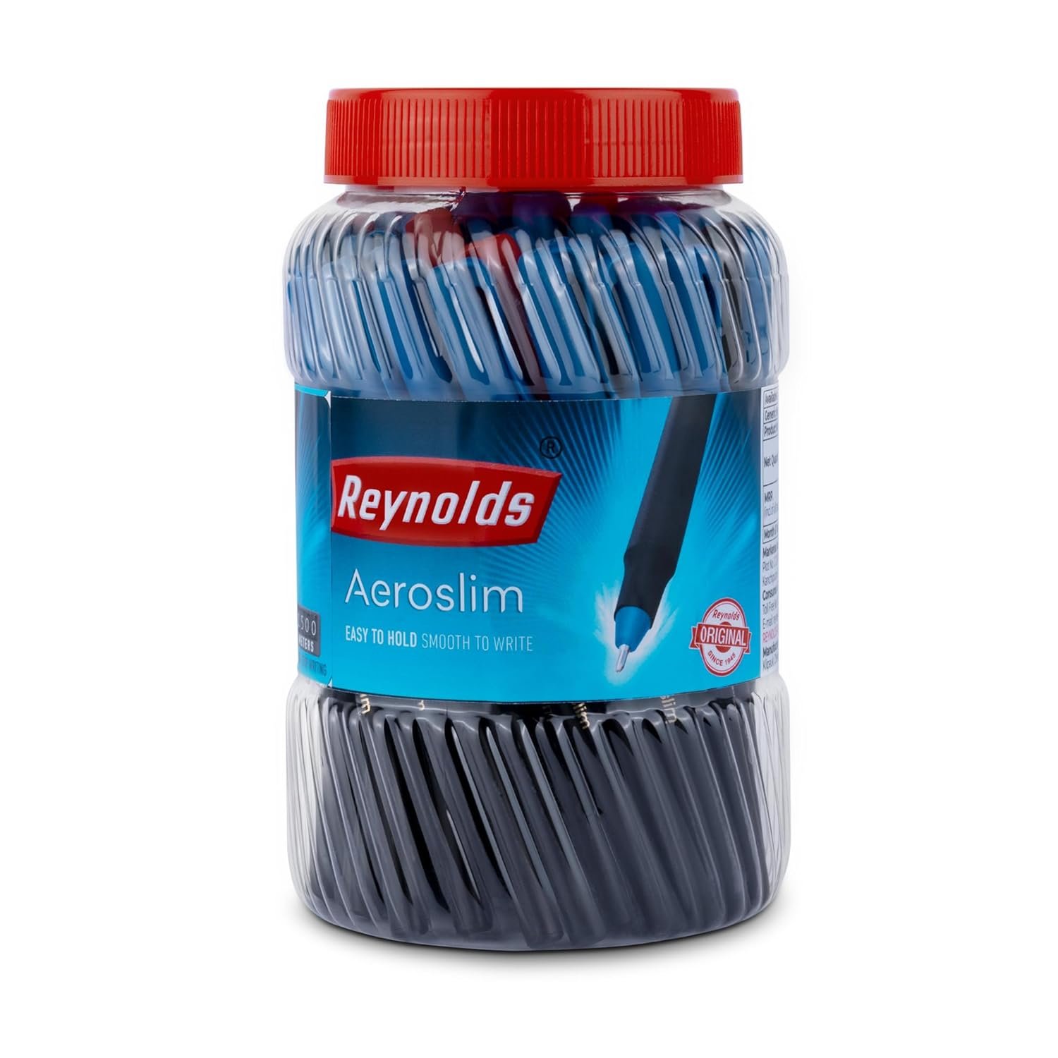 Reynolds AEROSLIM Ball Pen SET - 70 PENS (60 BLUE, 5 Black, 5 Red) | PEN WITH COMFORTABLE GRIP |BALL PENS FOR WRITING | PEN FOR STUDENTS & OFFICE STATIONERY | 0.7 mm TIP SIZE