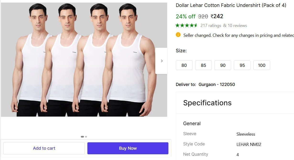 Dollar Lehar Cotton Fabric Undershirt Price in India - Buy Dollar Lehar Cotton Fabric Undershirt online at Shopsy.in
