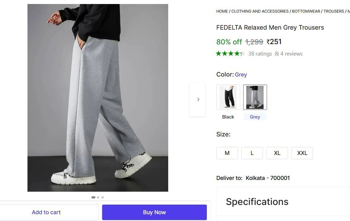 Relaxed Men's Grey Trousers