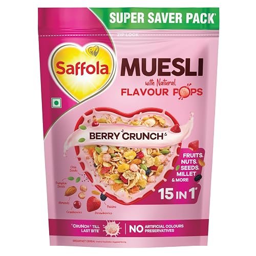 Yogabar Fruit and Nut Muesli 1kg | Muesli with 93% Whole Grains + Dried Fruits+ Nuts and Seeds | Wholegrains, No Added Preservatives