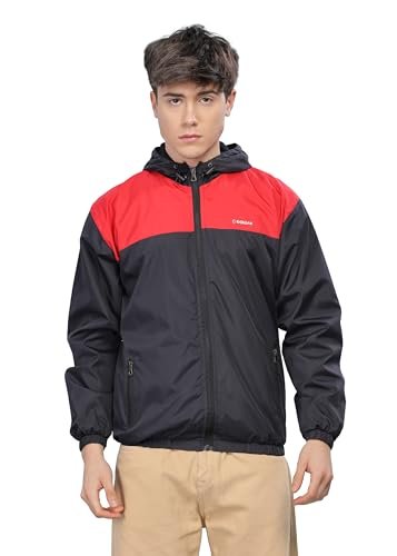 Dollar Men's Polyester Colourblock Windcheater Jacket With Zipper Pockets and Hood