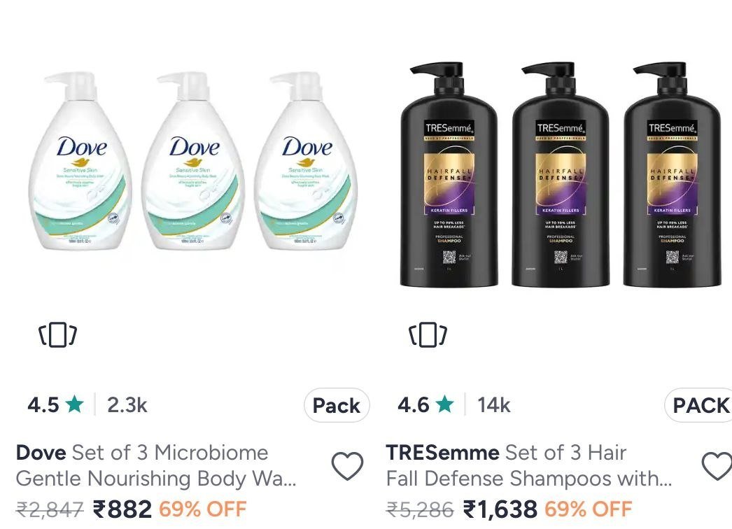 Dove, Tresemme 1L Shampoo Combos at 69% Off