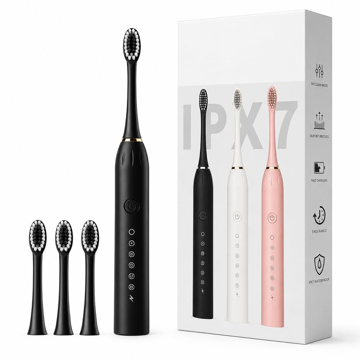 X-3 Sonic Electric Toothbrush, IPX7 Waterproof, Powerful Rechargeable
