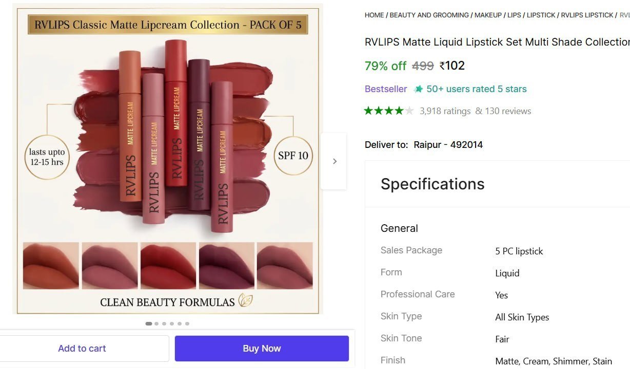 5 Pcs Lipstick -