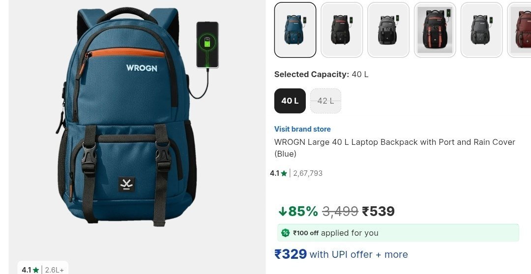 Wrogn Laptop Bag with USB Port and Rain Cover