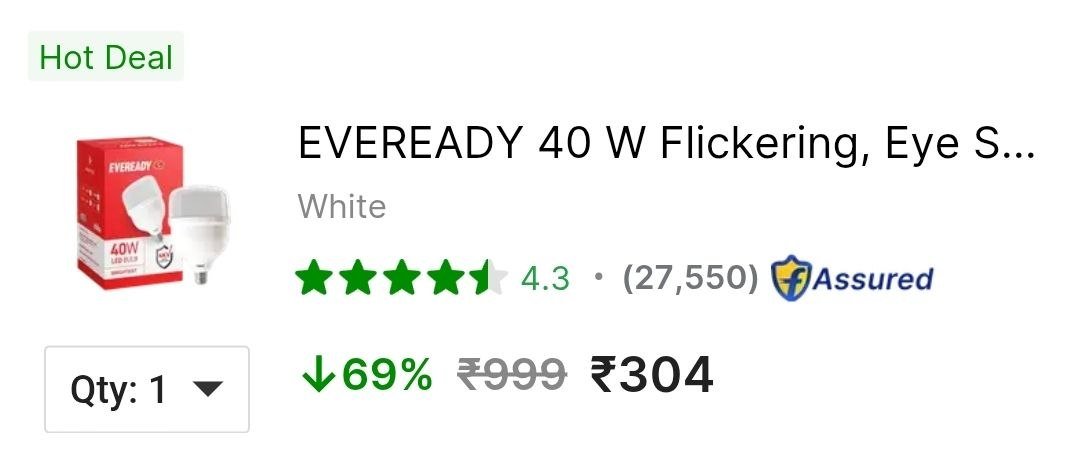 EVEREADY 40 W Flickering, Eye Safety Compliance Standard B22 LED Bulb