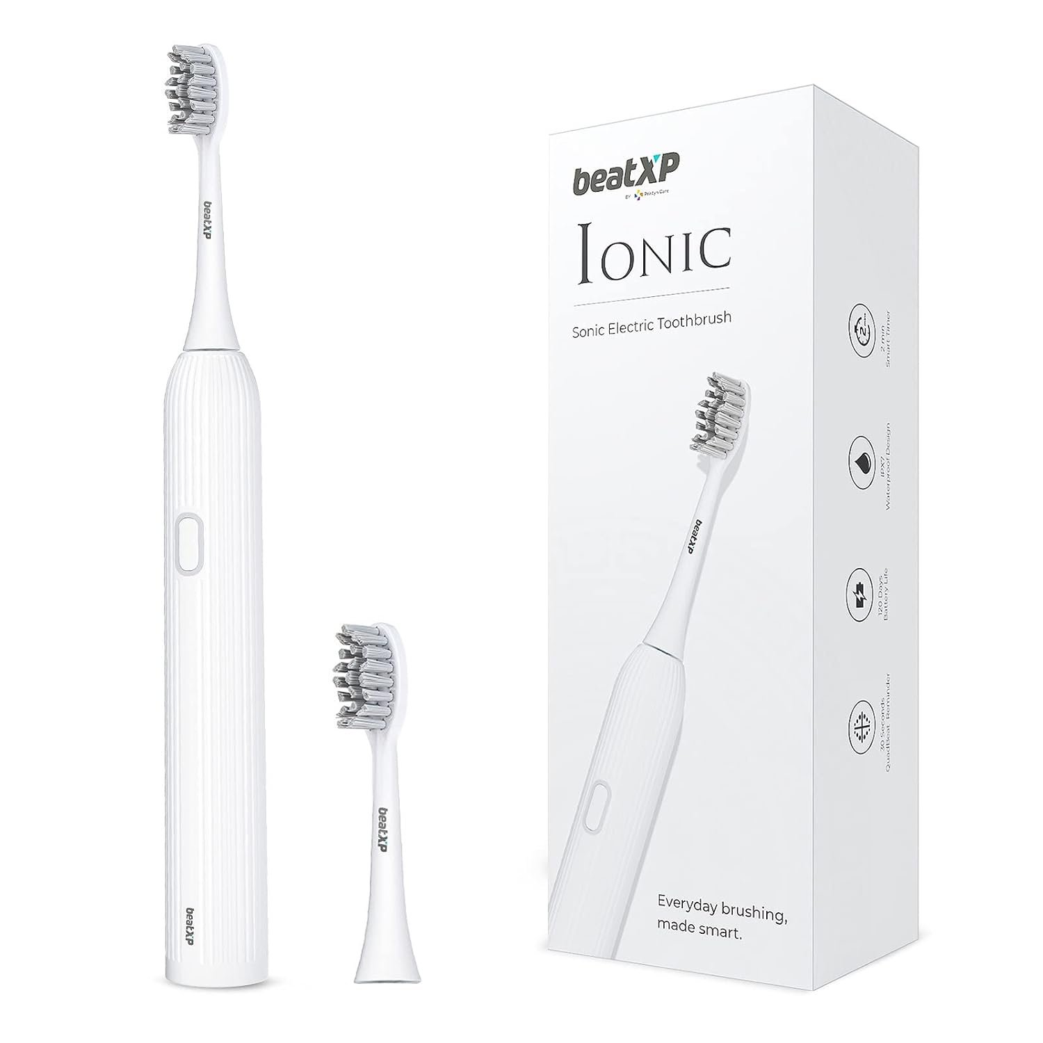 beatXP Ionic Electric Toothbrush for Adults with 2 Brush Heads and