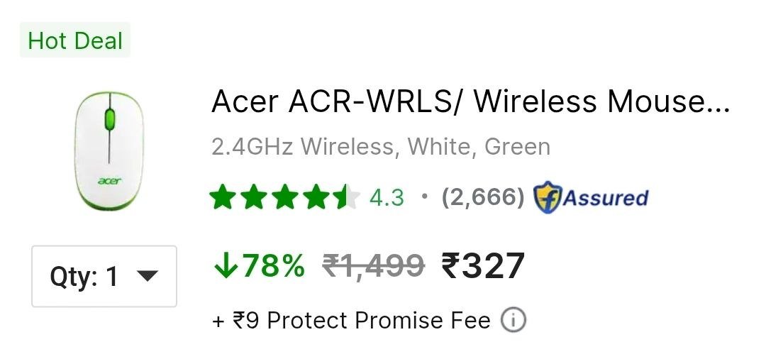Acer ACR-WRLS Wireless Ambidextrous Optical Mouse