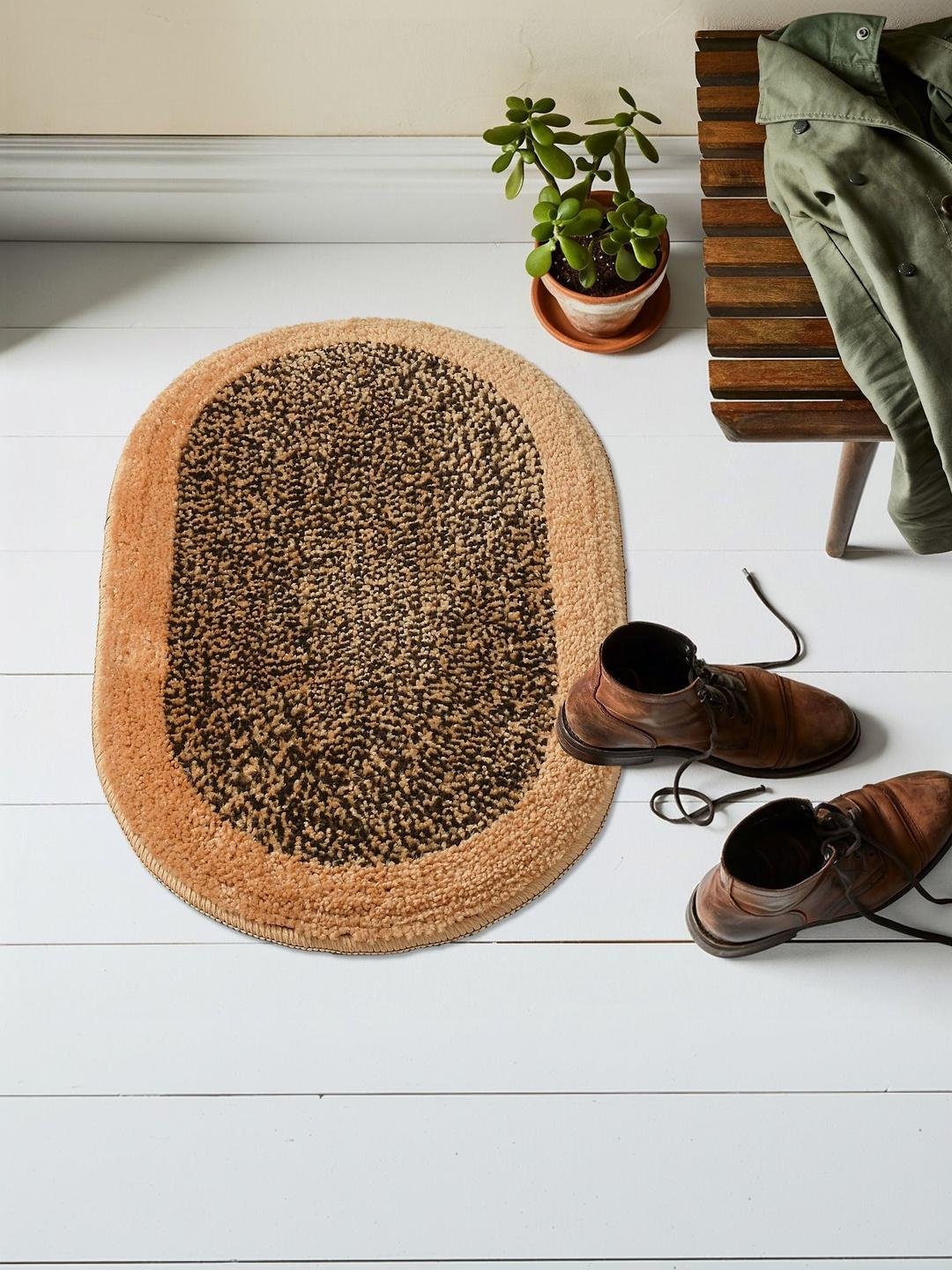 Buy FINE TEX WORLD Brown & Beige Anti Skid Microfiber Doormats -  - Home for Unisex