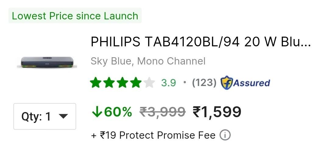 PHILIPS 20 W Bluetooth Soundbar