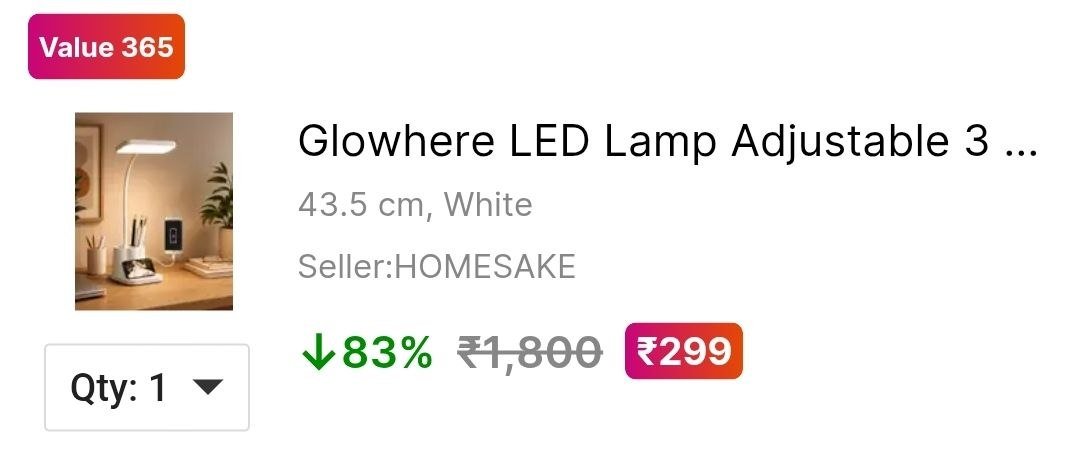 Glowhere LED Lamp Adjustable 3 Modes Touch USB Study & Desk Light Study Lamp