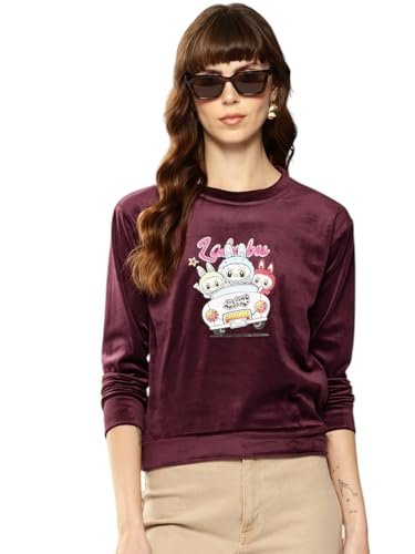 Aarika Womens Winter Wear Grey Colour Printed Velvet Sweat Shirt