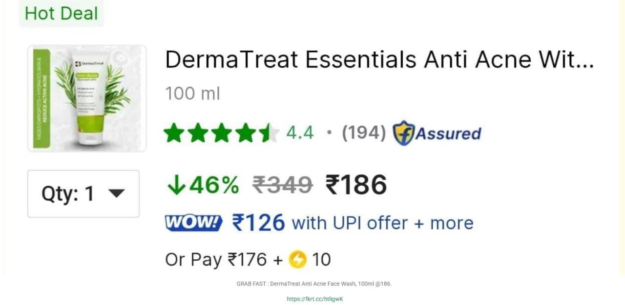 DermaTreat Anti Acne Face Wash, 100ml .