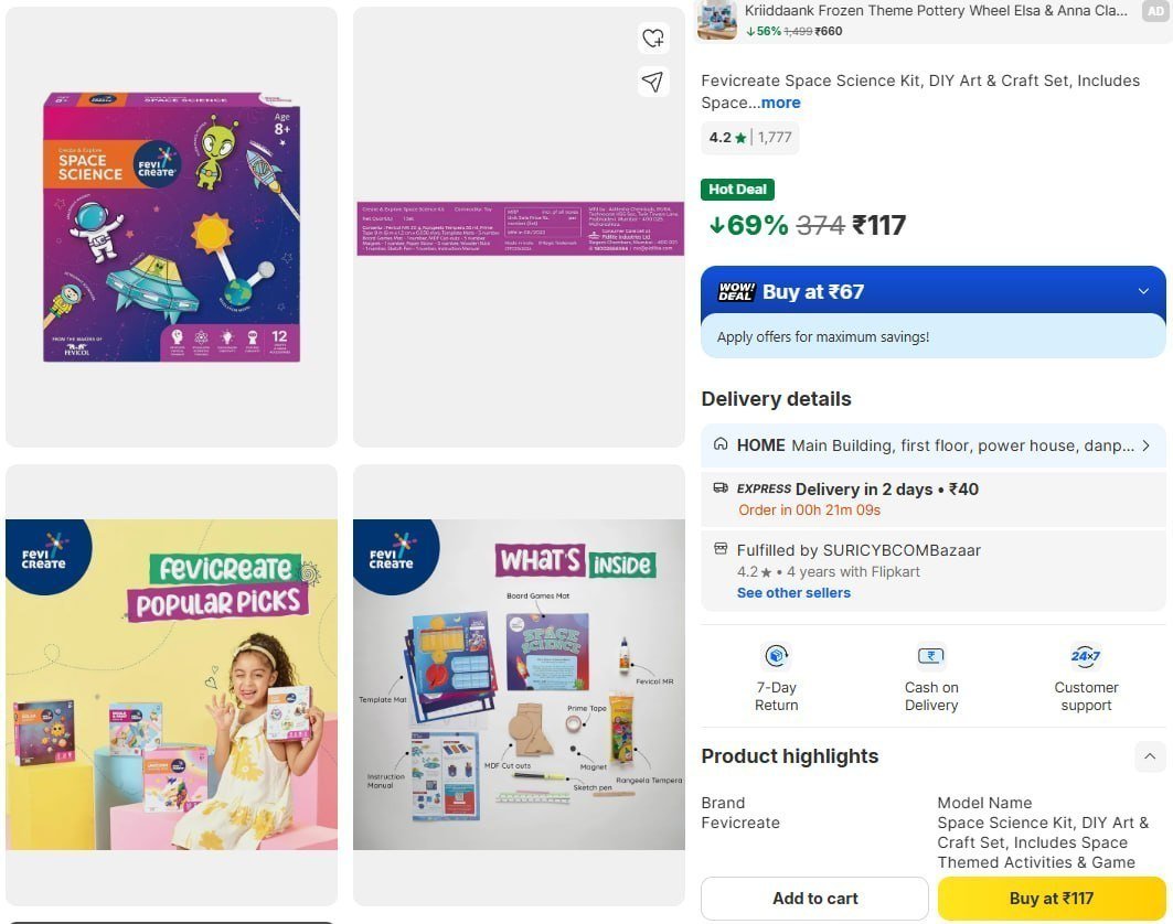 Fevicreate Space Science Kit, DIY Art & Craft Set, Includes...