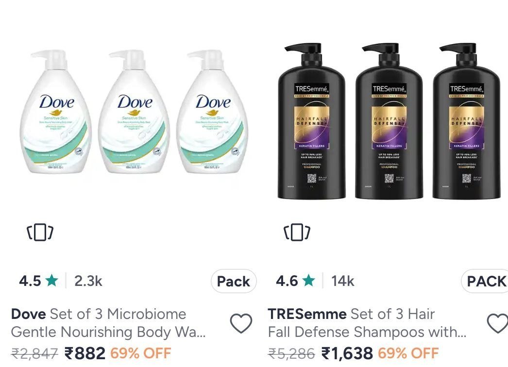 Dove, Tresemme 1L Shampoo Combos at 69% Off