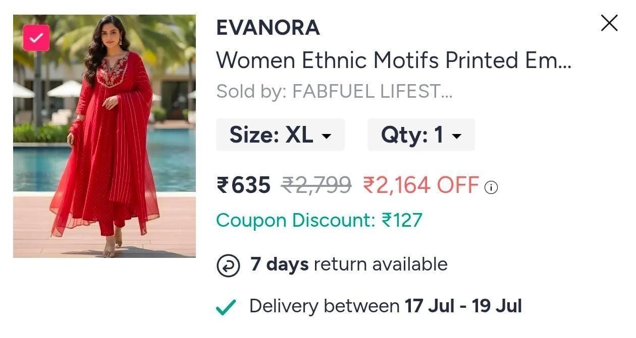Buy EVANORA Women Ethnic Motifs Printed Empire Thread Work Kurta With Trousers & With Dupatta -  - Apparel for Women