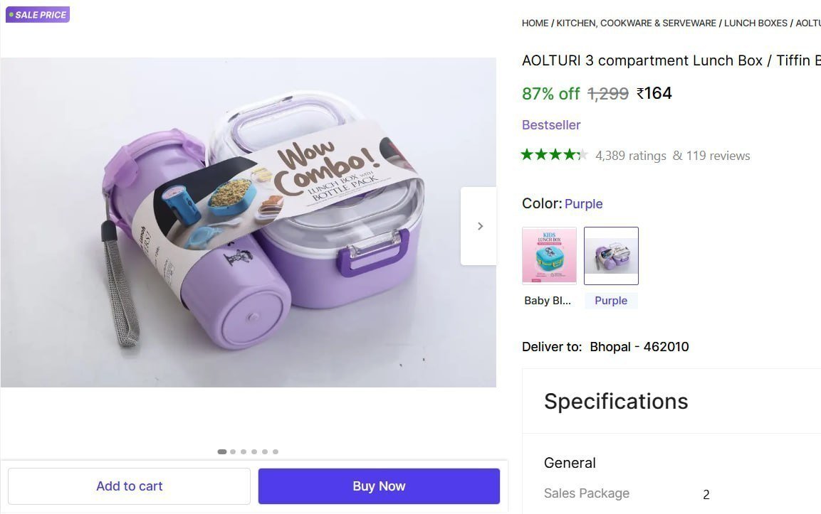 Tiffin Box with Water Bottle
