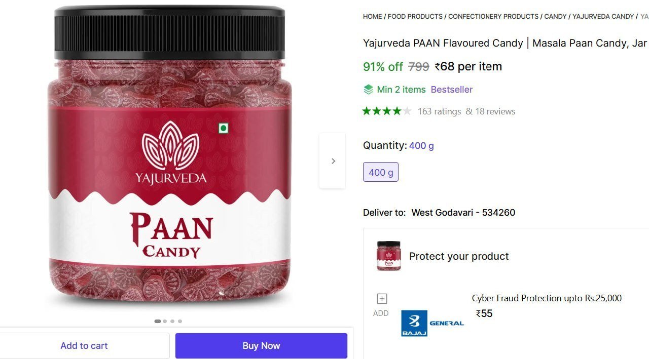 Masala Paan Candy, 400gm -