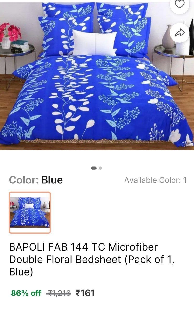 BAPOLI FAB 144 TC Microfiber Double Floral Bedsheet Price in India - Buy BAPOLI FAB 144 TC Microfiber Double Floral Bedsheet online at Shopsy.in
