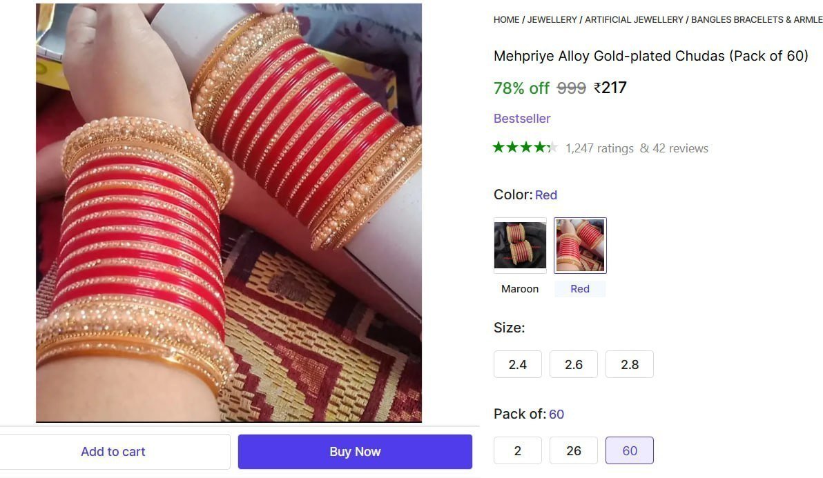 Mehpriye Alloy Gold-plated Chudas Price in India - Buy Mehpriye Alloy Gold-plated Chudas online at Shopsy.in