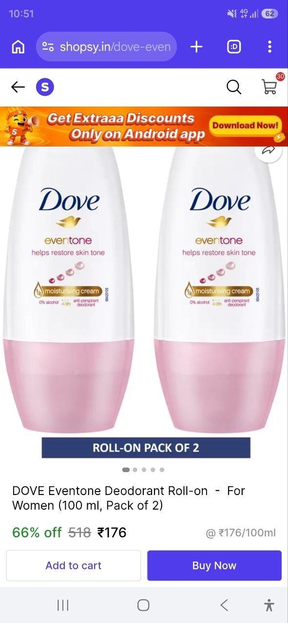 DOVE Eventone Deodorant Roll-on  -  For Women - Price in India, Buy DOVE Eventone Deodorant Roll-on  -  For Women Online In India, Reviews & Ratings | Shopsy.in
