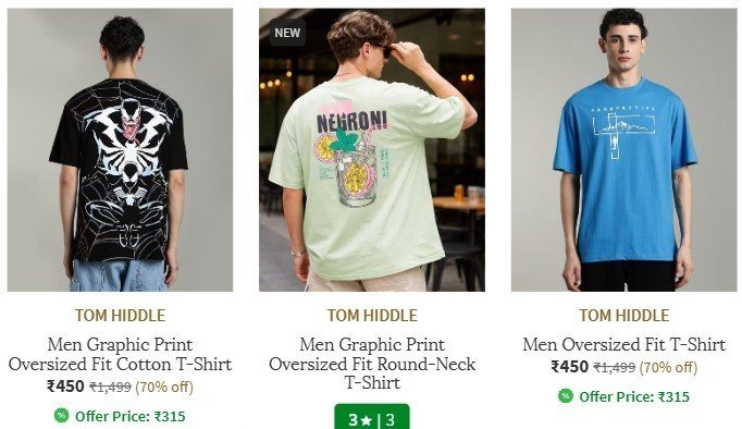 70% OFF Oversized Tshirts