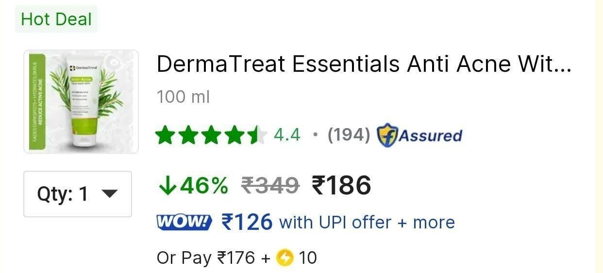 Derma Treat 2% Salicylic Acid Anti Acne Face Wash, 100ml
