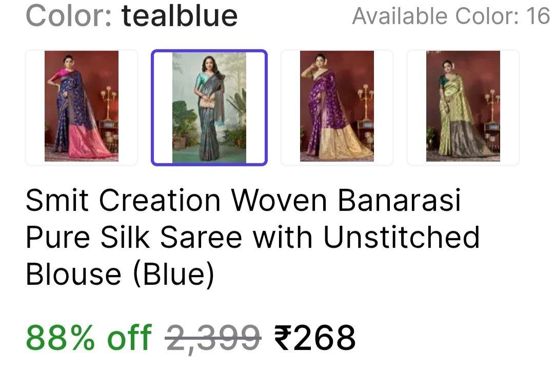 Banarsi silk saree from Rs 268