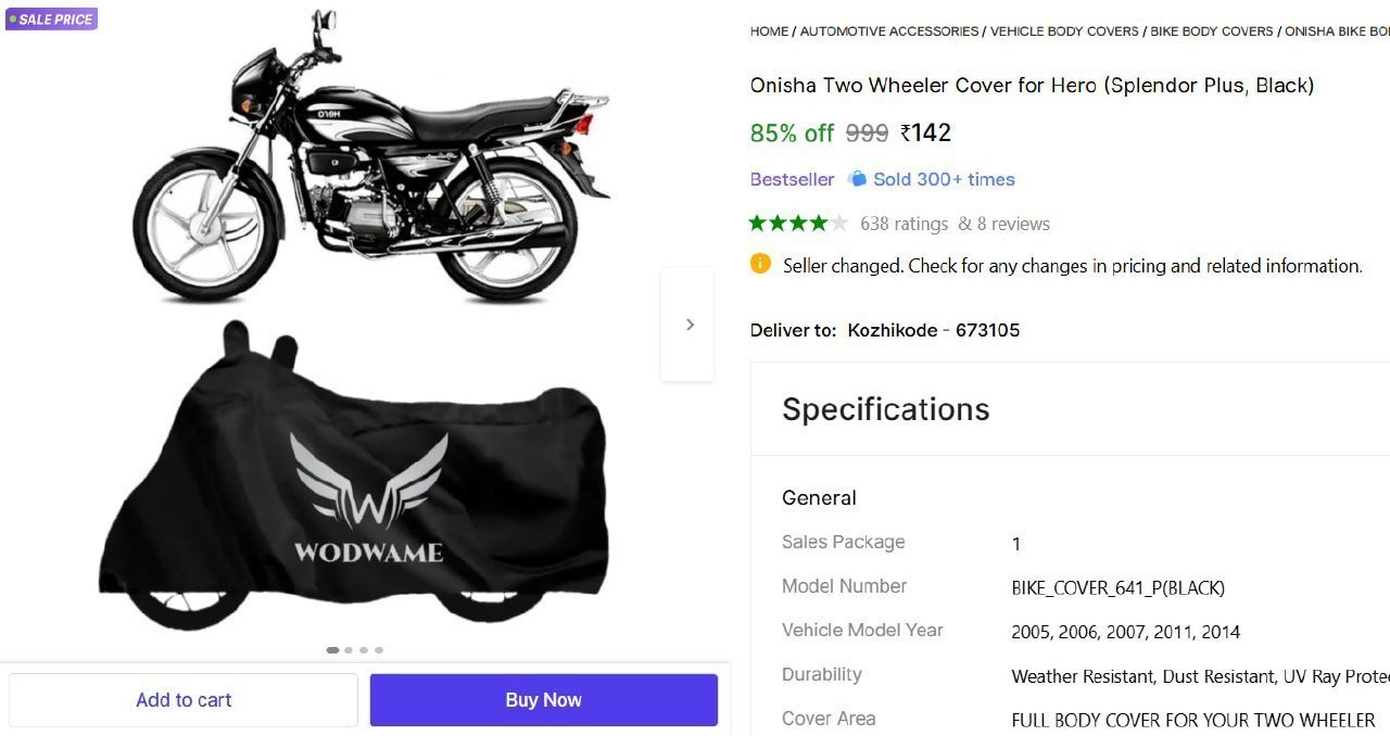 Onisha Two Wheeler Cover for Hero Price in India - Buy Onisha Two Wheeler Cover for Hero online at Shopsy.in