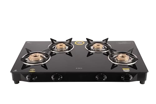 Elica 4 Burner Gas Stove with Toughened Glass Top